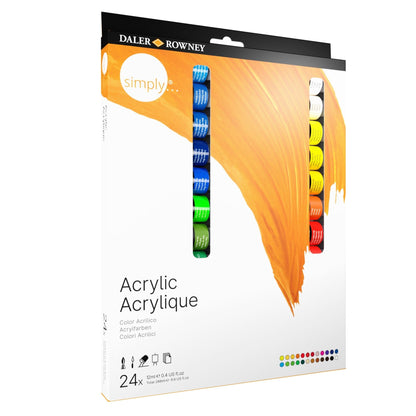 Daler-Rowney Simply Acrylic Paints - Set of 24 x 12ml Tubes