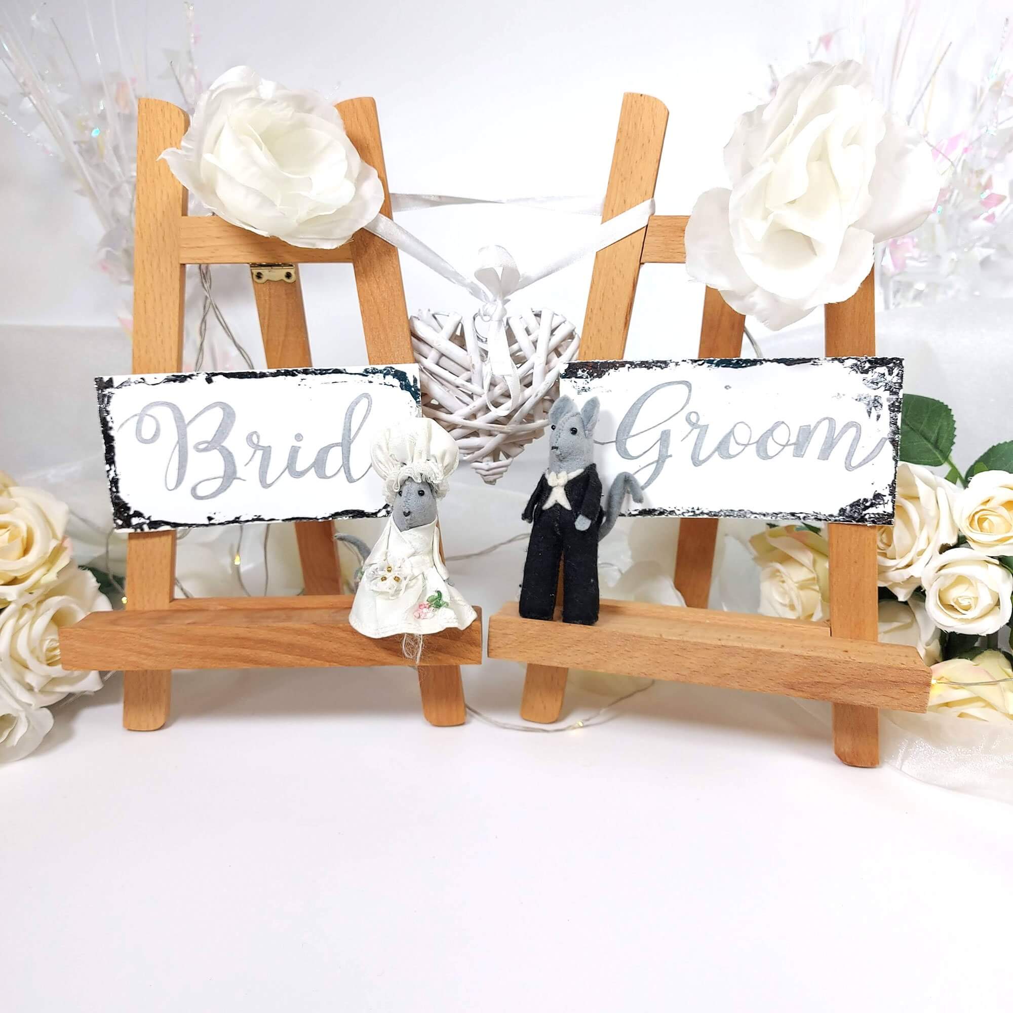 Bride and Groom wedding display easel