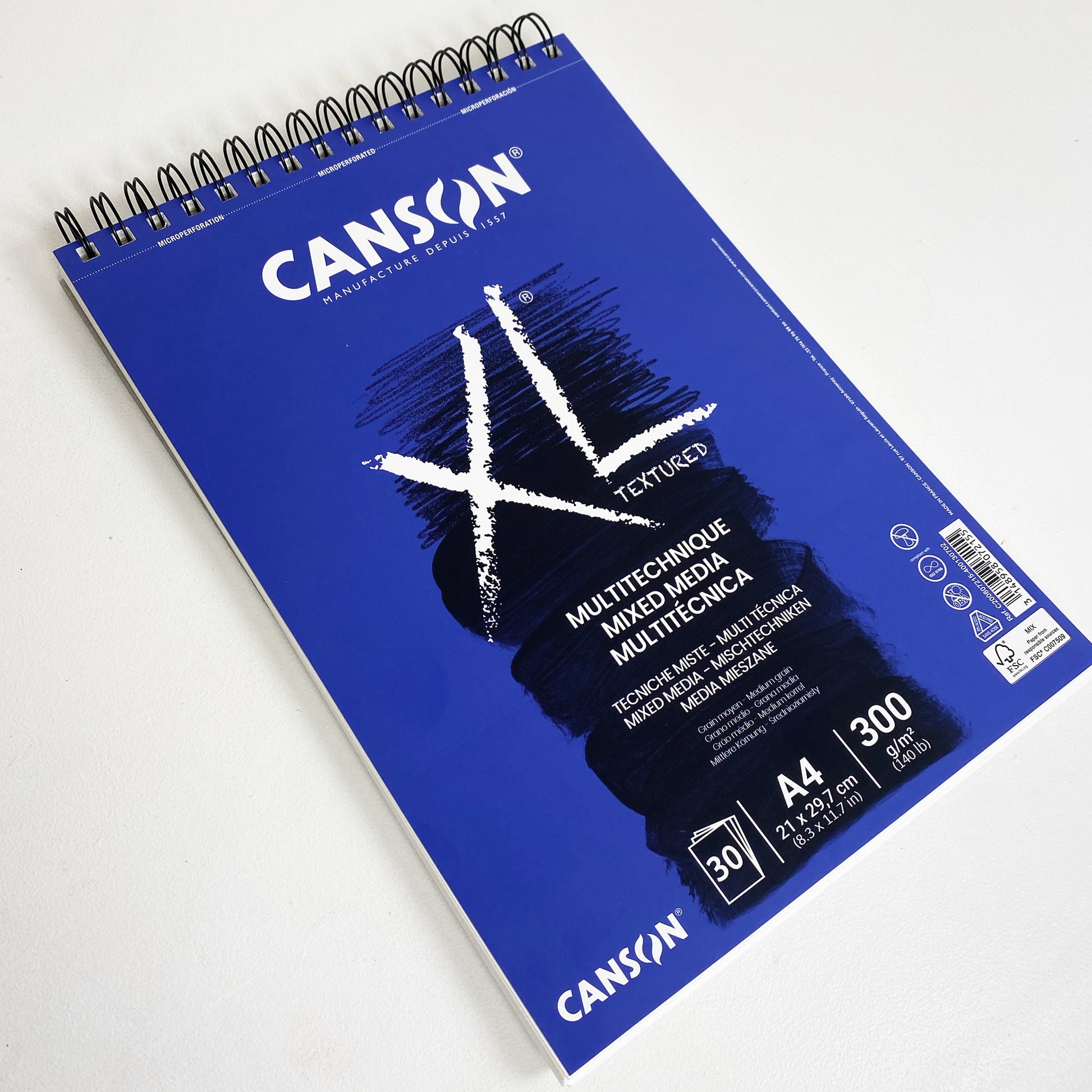 Canson XL Mixed Media Textured Spiral Pad 300gsm A4