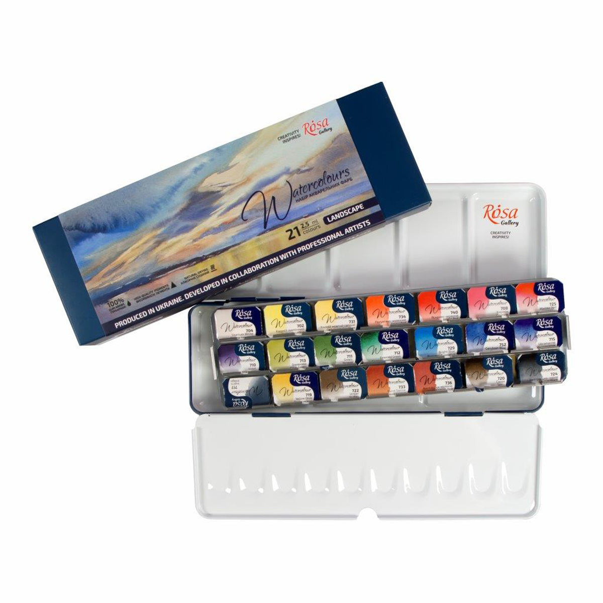 Watercolour 21 Whole Pan Tin Set Landscape