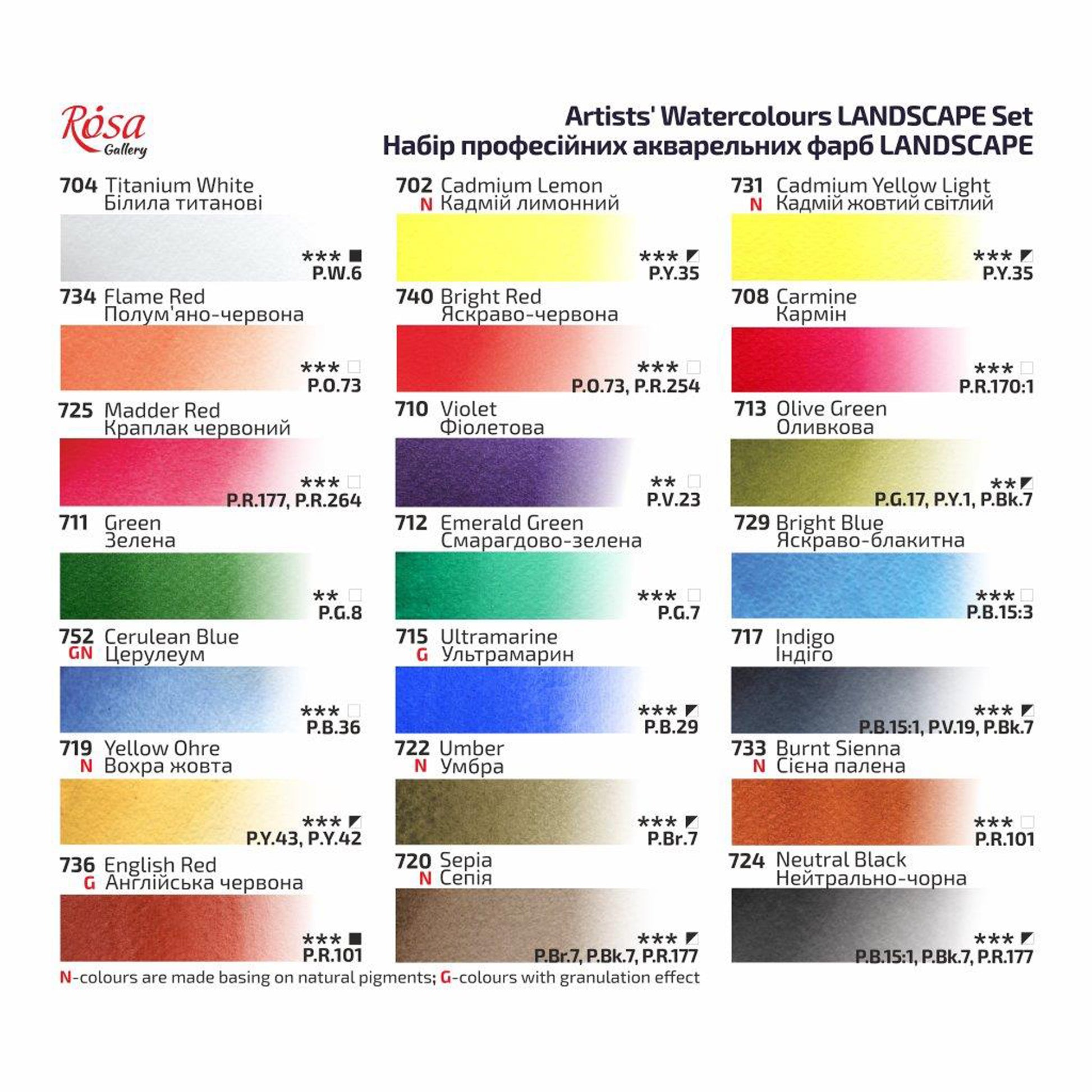 Rosa Gallery Watercolour - Landscape Colour Swatches