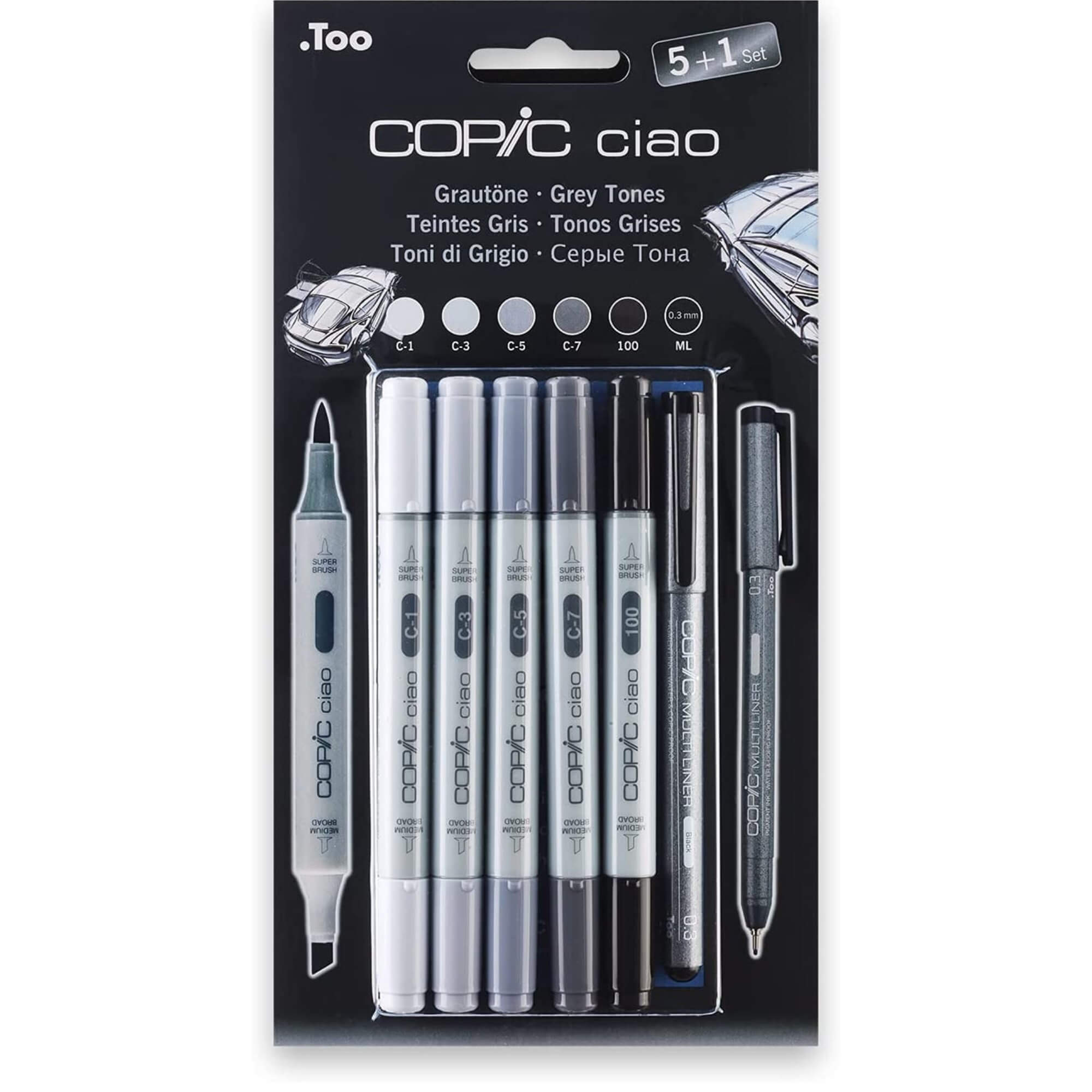 COPIC Ciao Marker 5+1 Grey Tones Set (COOL)