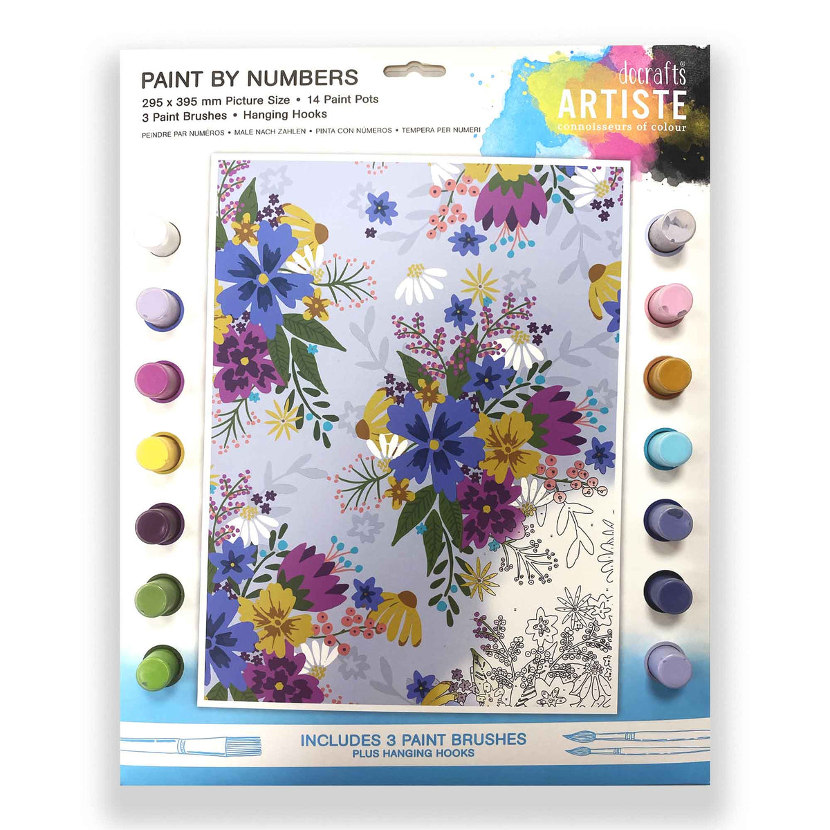 Docrafts Artiste Paint by Numbers (295 x 395mm) Crowded Florals