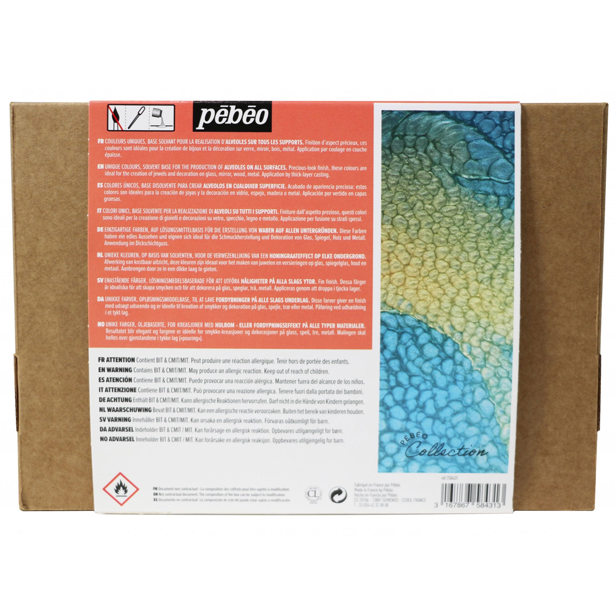 Pebeo Fantasy Prisme - Honeycomb Effect Colours - Back of the Box