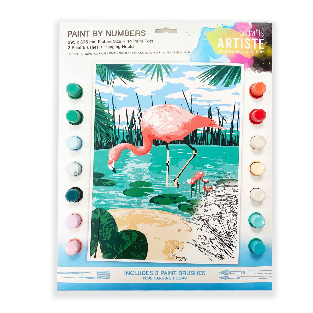 Docrafts Artiste Paint by Numbers (295 x 395mm) Tropical Flamingo