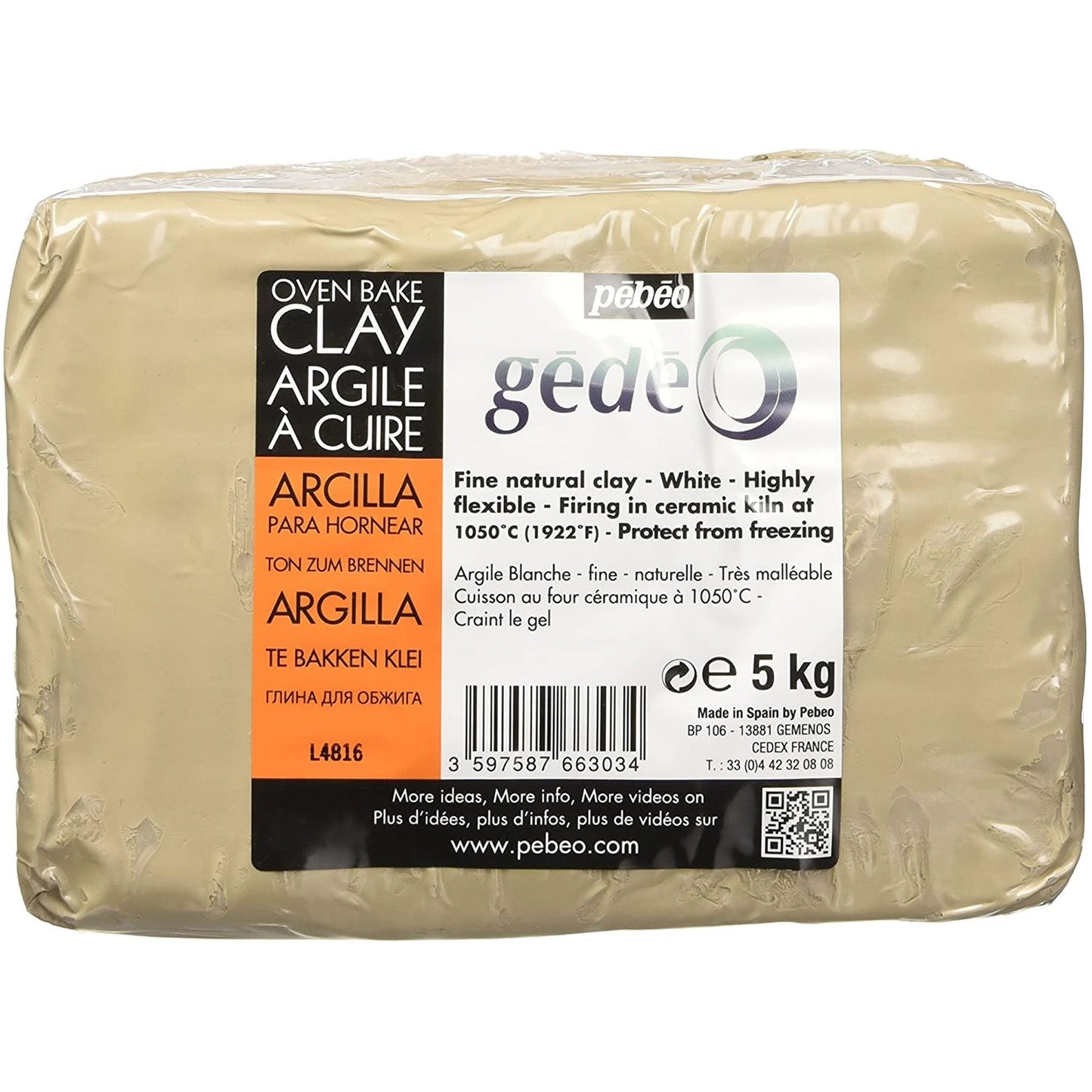 Pebeo Gédéo Modelling Clay - White - 5kg