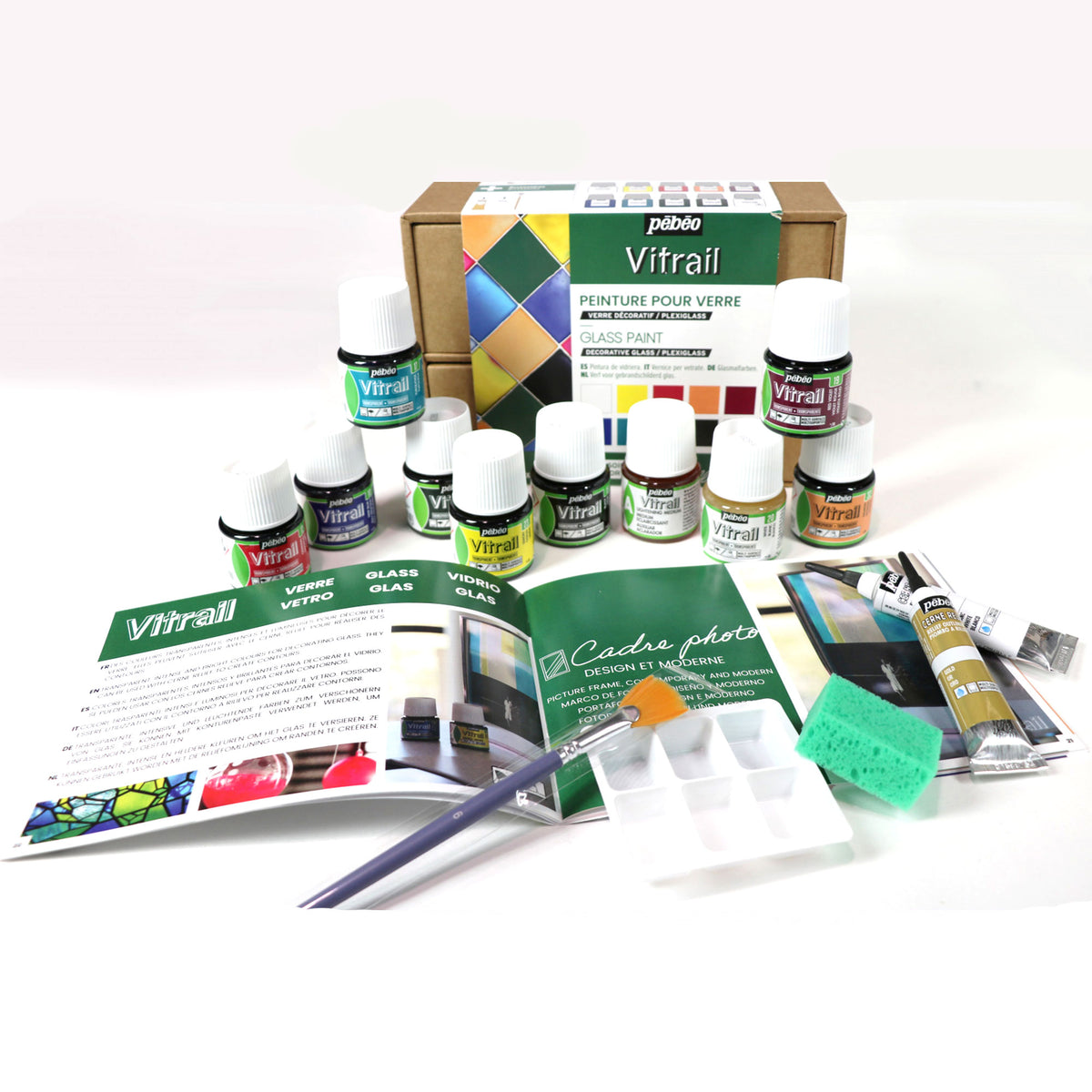 Pebeo Vitrail Glass Painting Set - 10 x 45ml