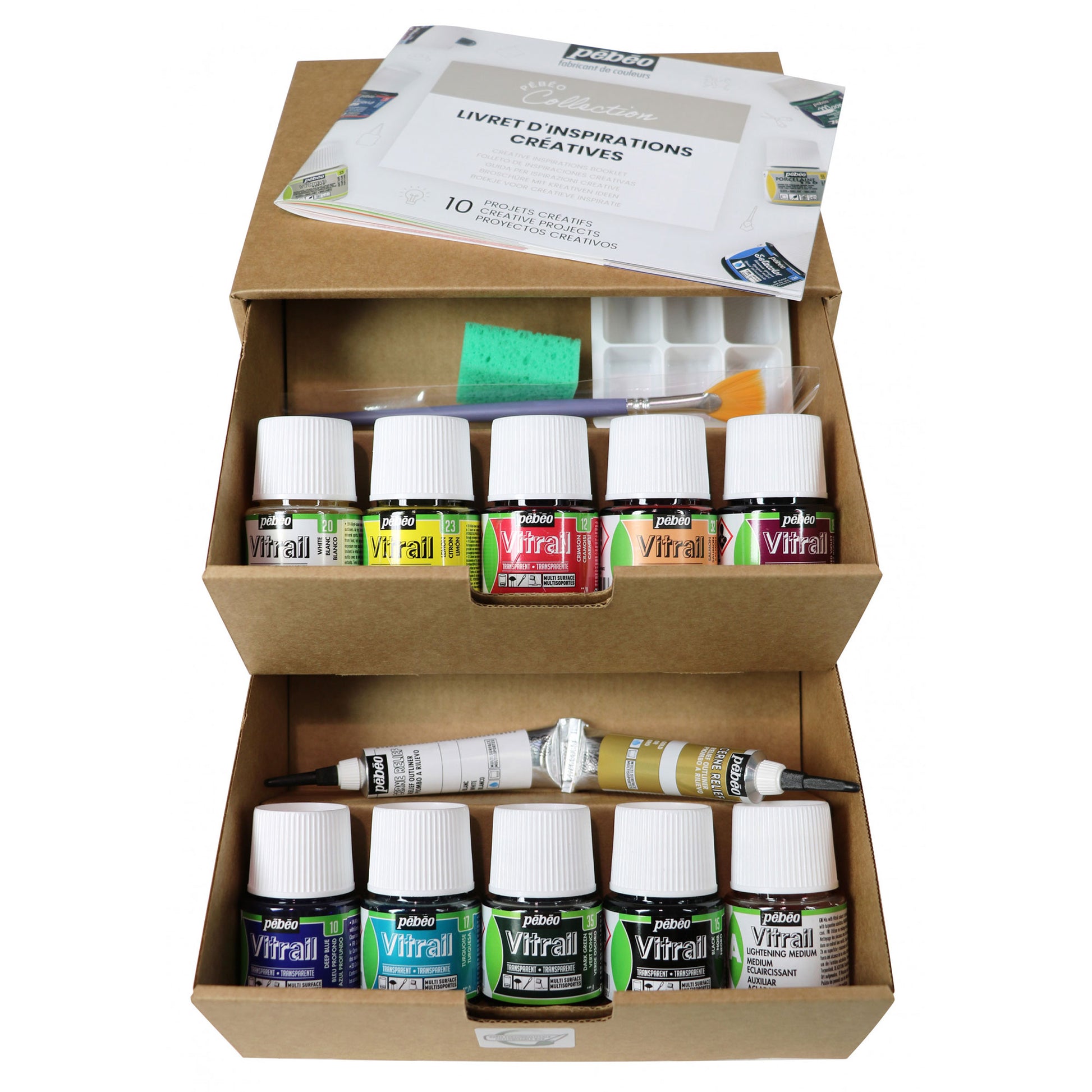 Pebeo Vitrail Glass Painting Set - 10 x 45ml Box