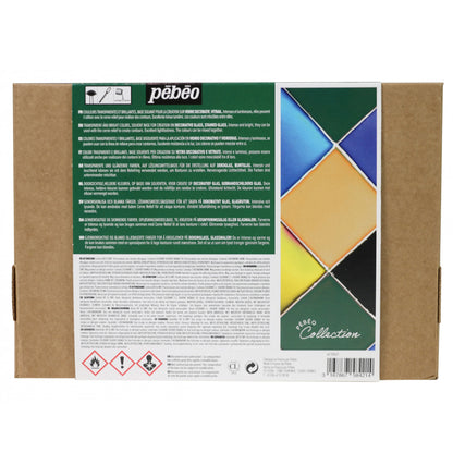 Pebeo Vitrail Glass Painting Set - 10 x 45ml Box Back