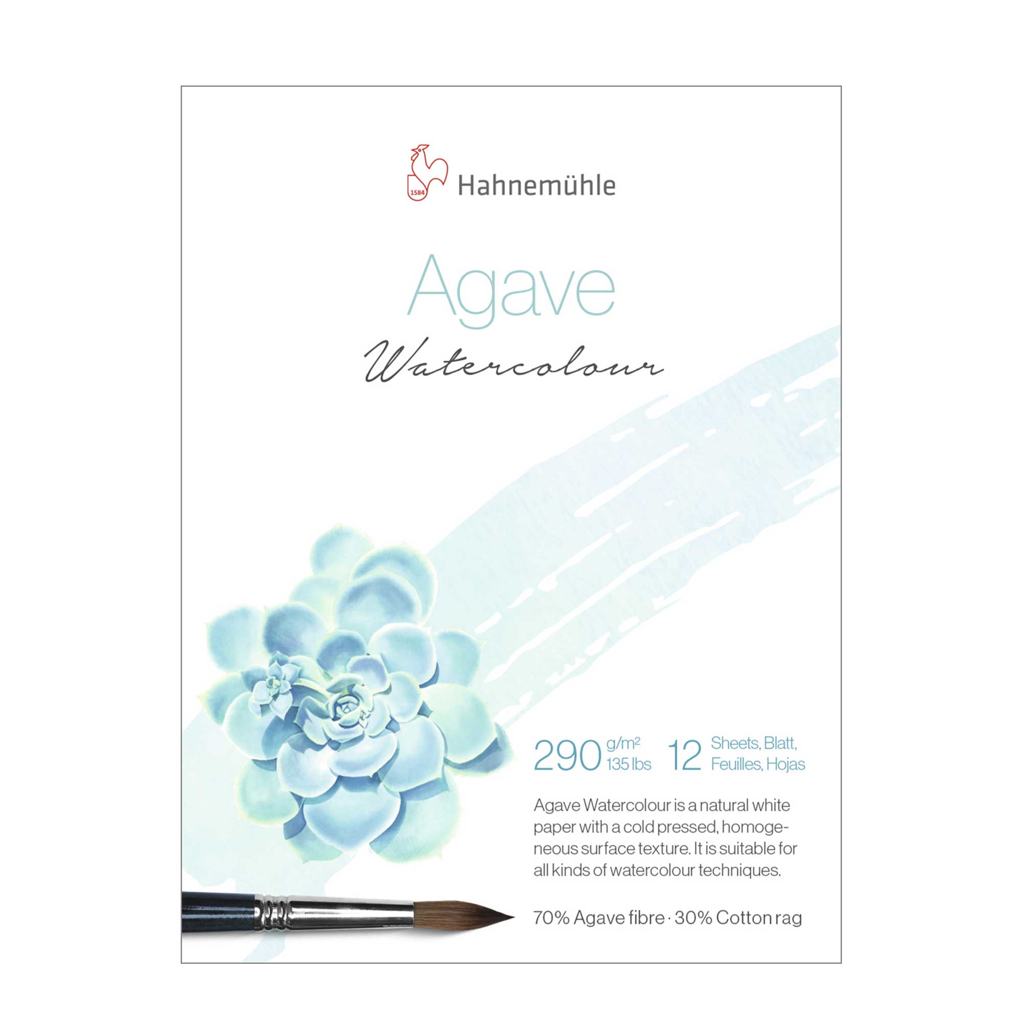 Hahnemühle Agave Cold Pressed Watercolour Pads - 290gsm - 12 Sheets