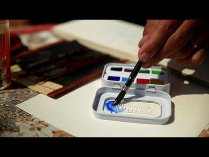 Sennelier Aquarelle Aqua Mini Watercolour Set - 8 Half Pans & Travel Brush