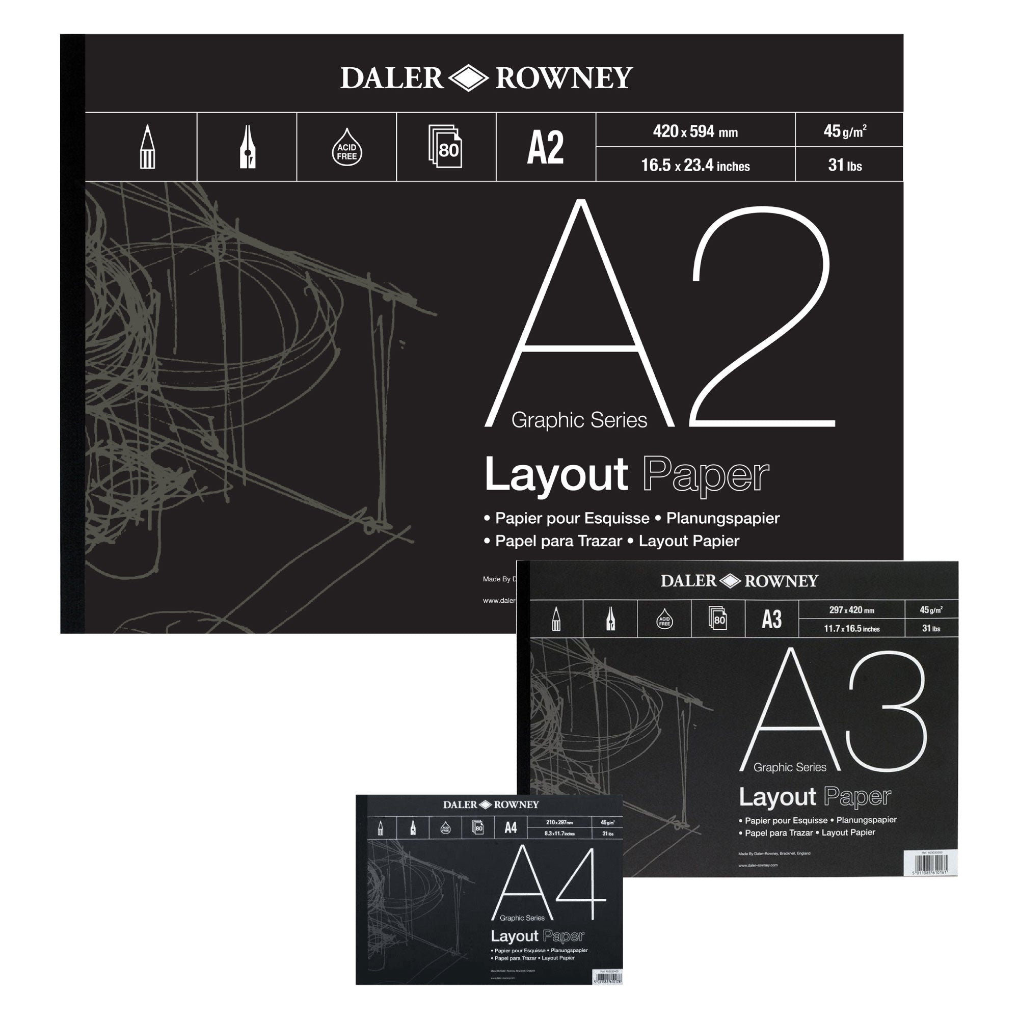 Daler-Rowney Layout Pad - 45gsm - 80 Sheets