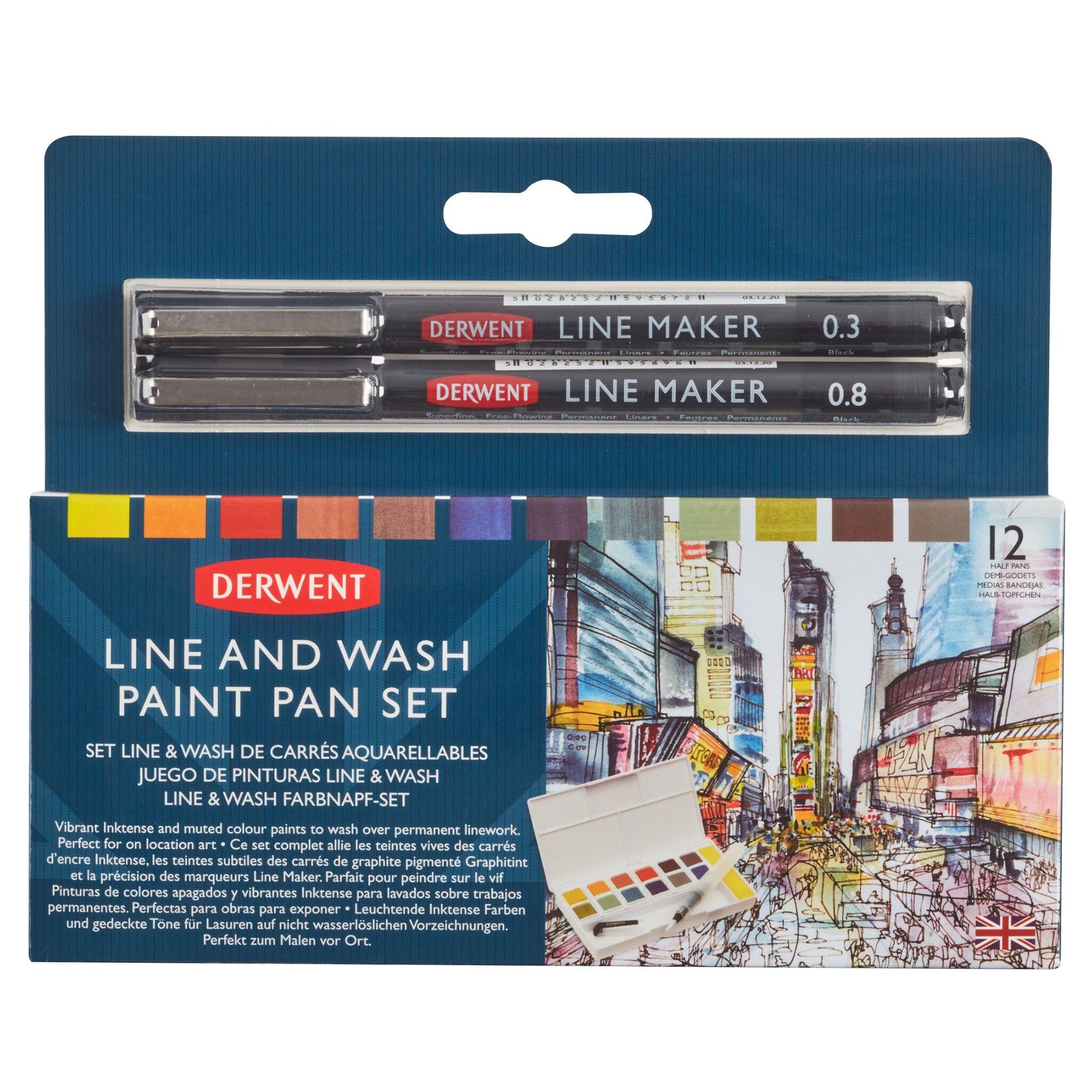 Derwent Line and Wash Paint Pan Set - Box
