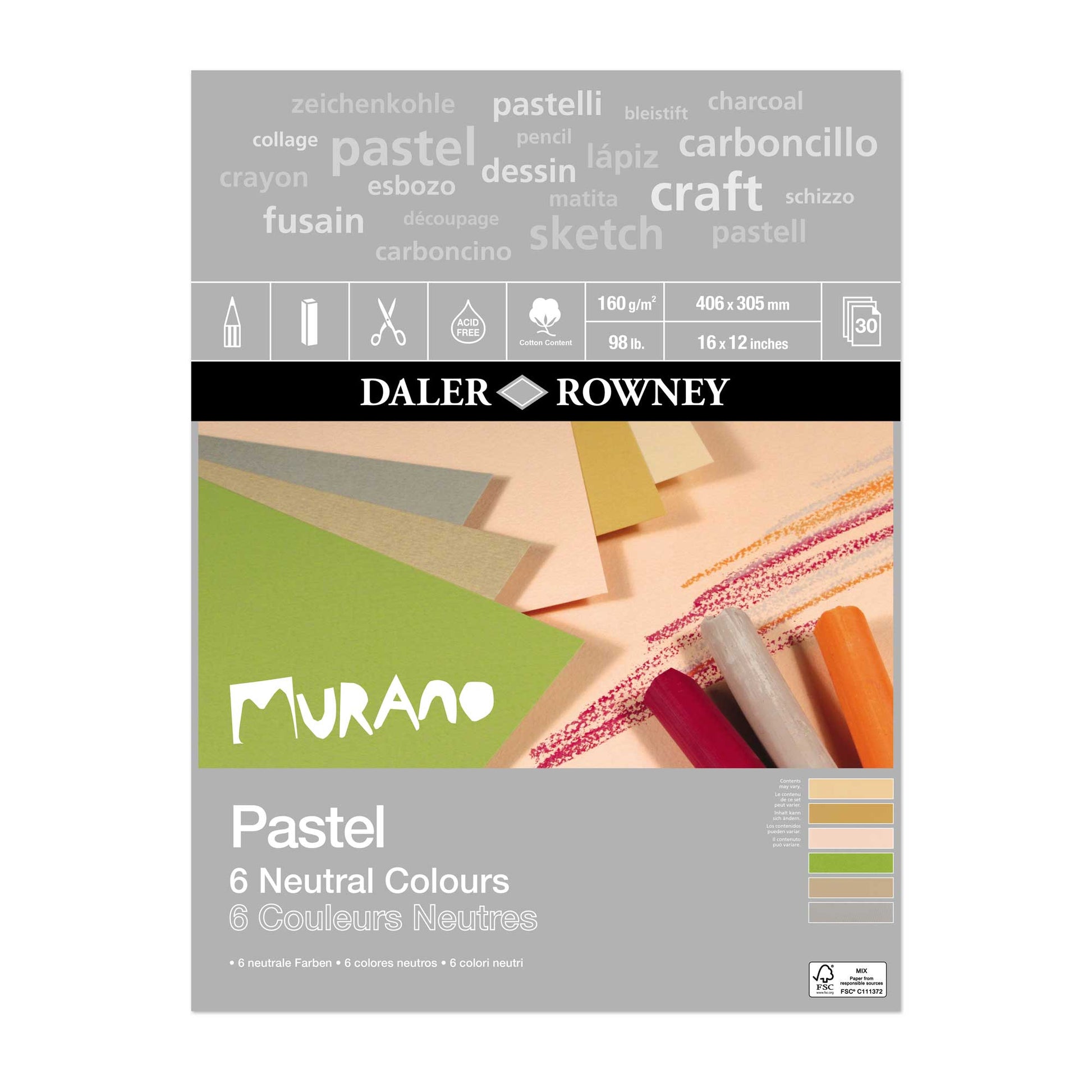Daler-Rowney Murano Pastel Pads - 6 Neutral Colours