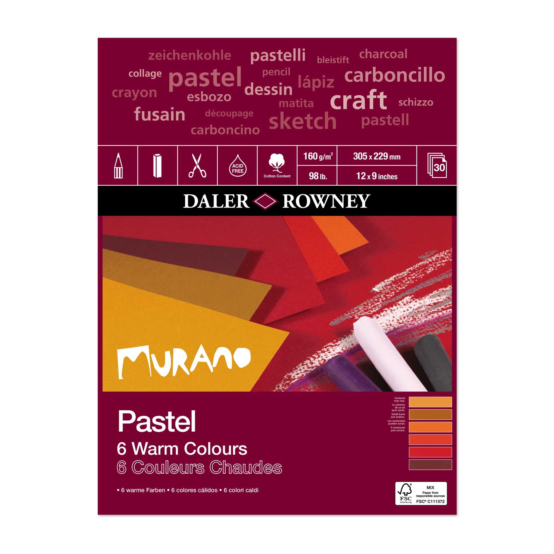 Daler-Rowney Murano Pastel Pads - 6 Warm Colours