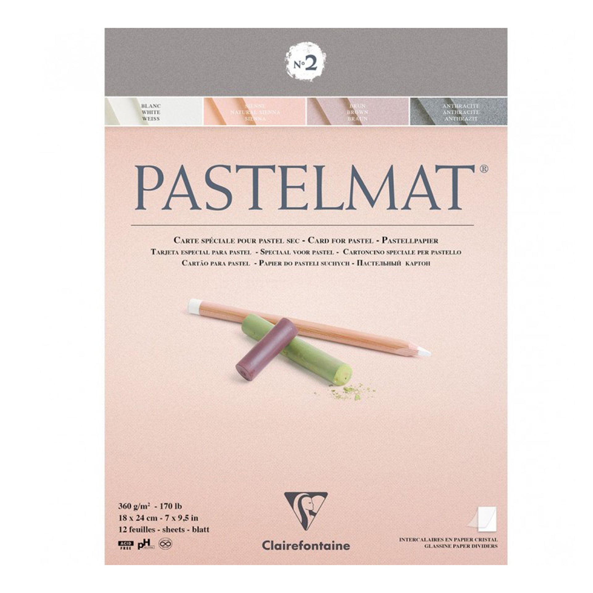 PASTELMAT Card Pastel 360gsm 170Ib 12 Sheets