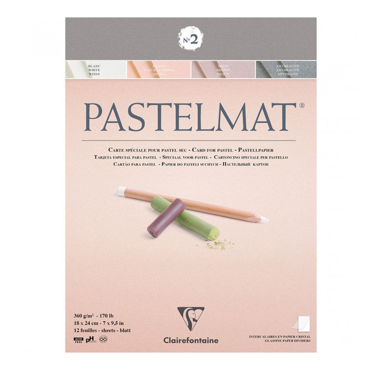 Clairefontaine PASTELMAT Card for Pastel 360gsm - 170Ib - 12 Sheets