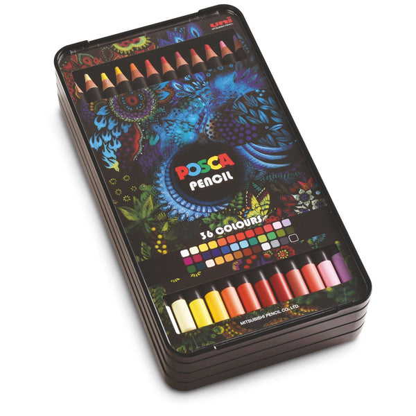 Uni Posca Coloured Assorted Pencils - Set of 36