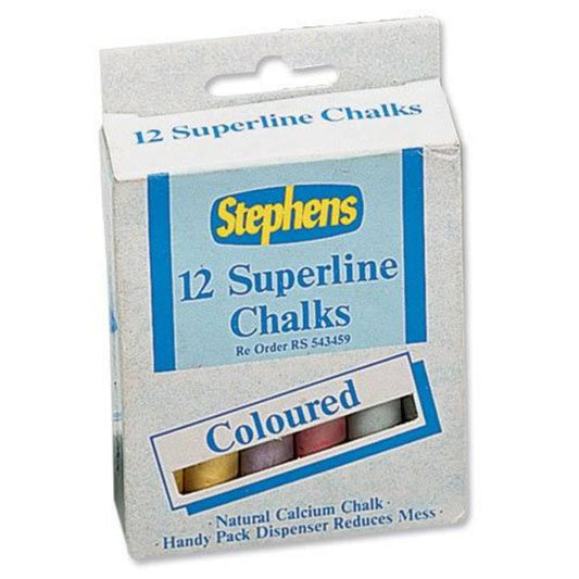 Stephens Multi-Coloured Chalks - Box of 12 Sticks