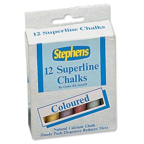 Stephens Multi-Coloured Chalks - Box of 12 Sticks