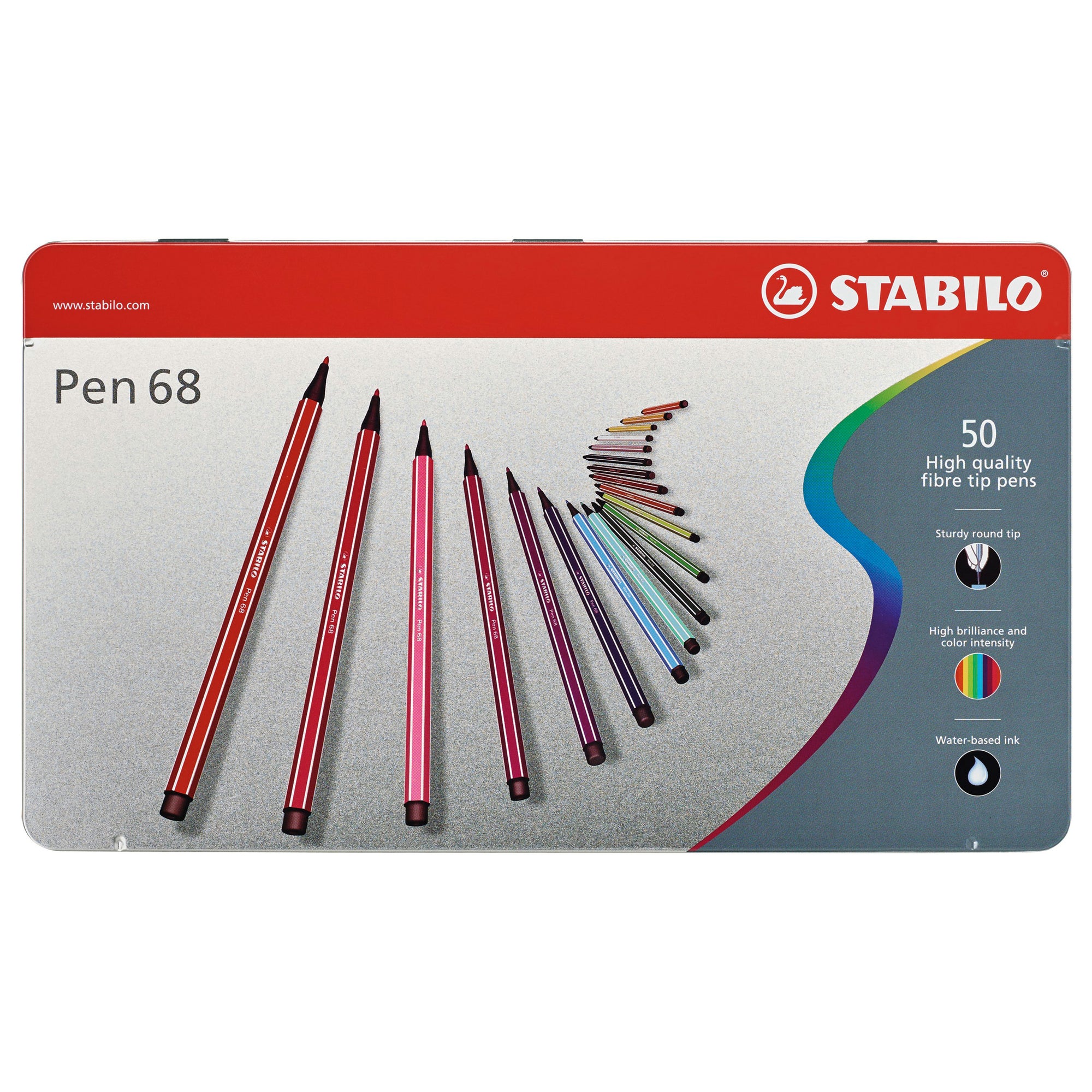 STABILO Pen 68 Metal Box of 50 assorted colours
