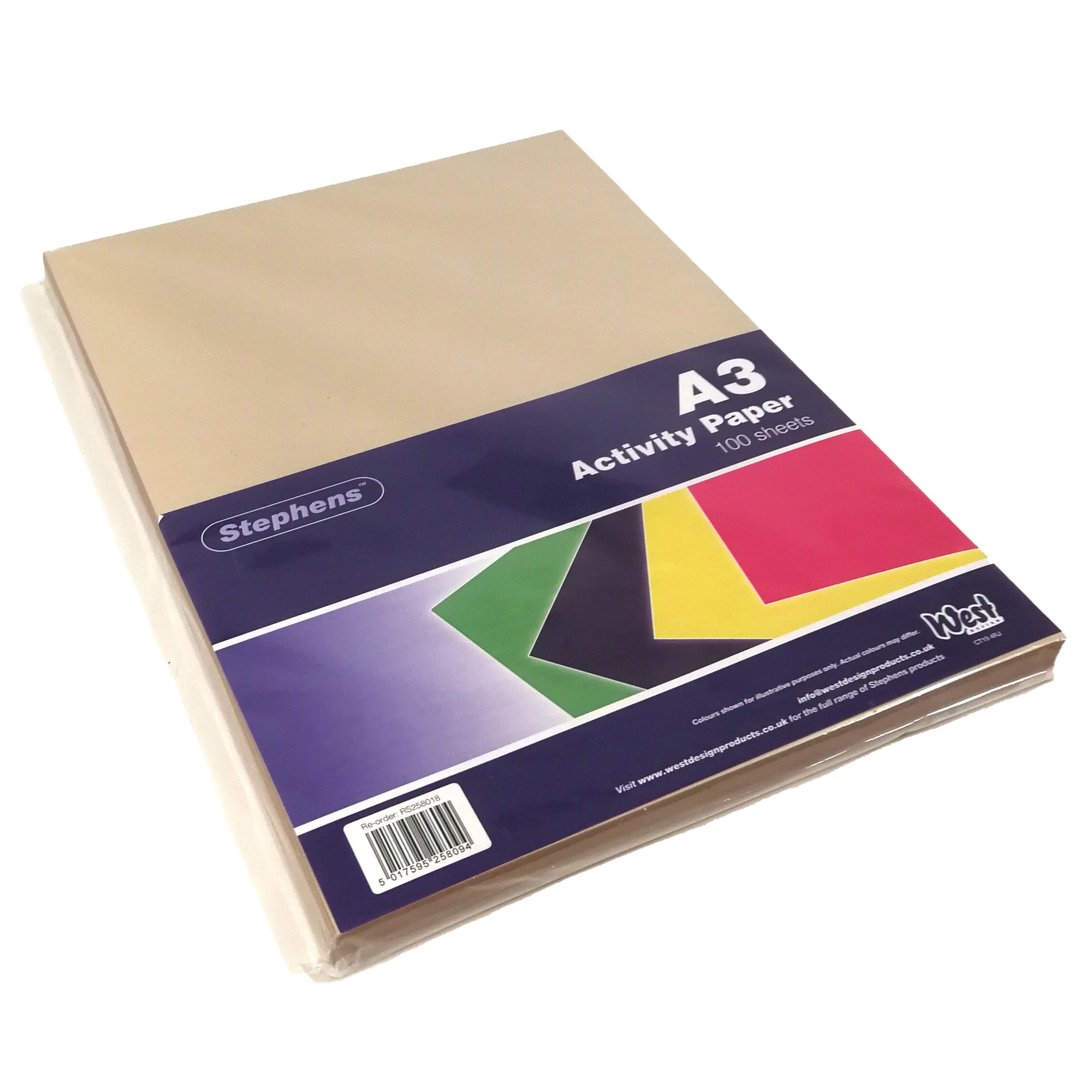 Stephens Multi-Coloured A3 Activity Paper - 100 Sheets
