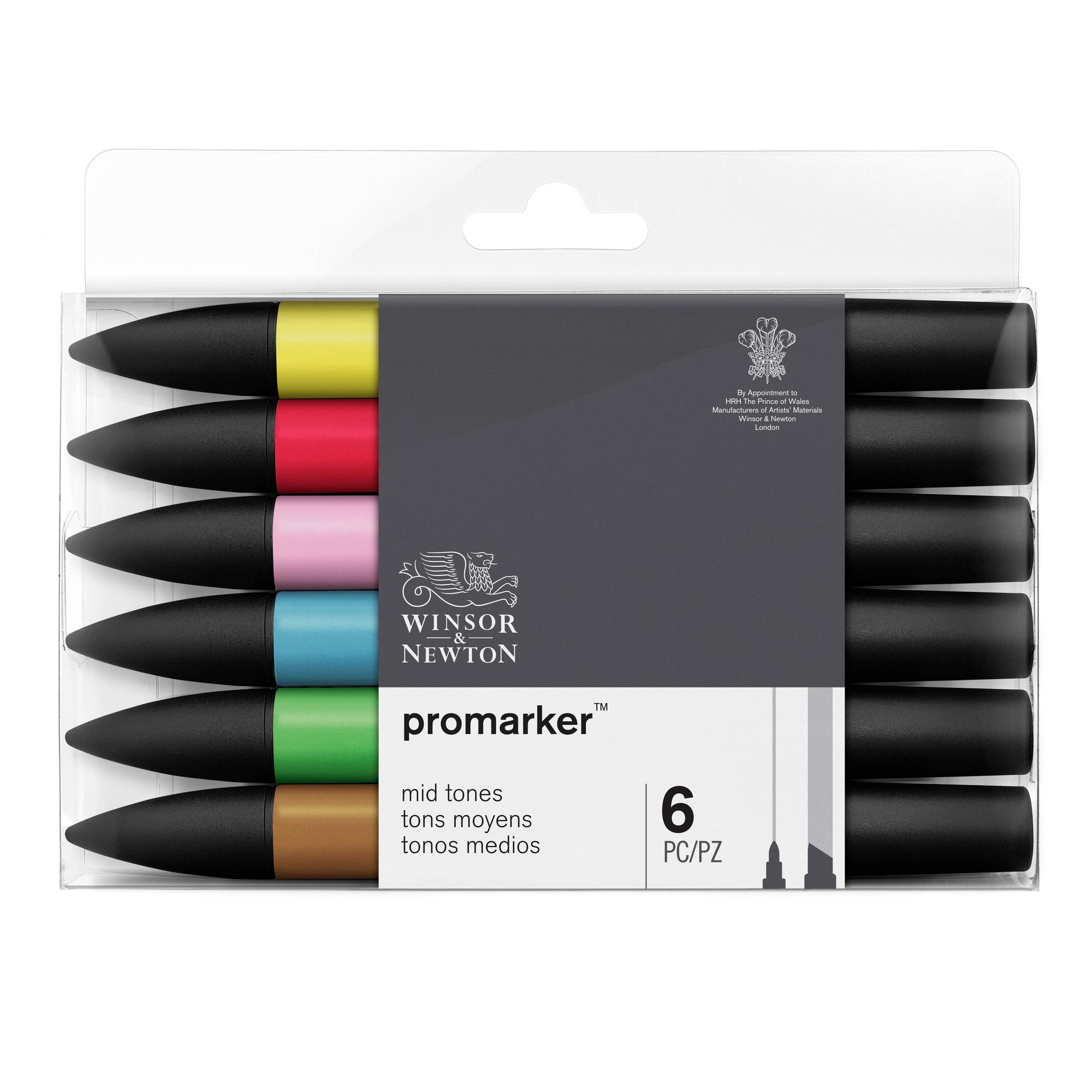  Winsor & Newton Promarker set of 6 mid tones